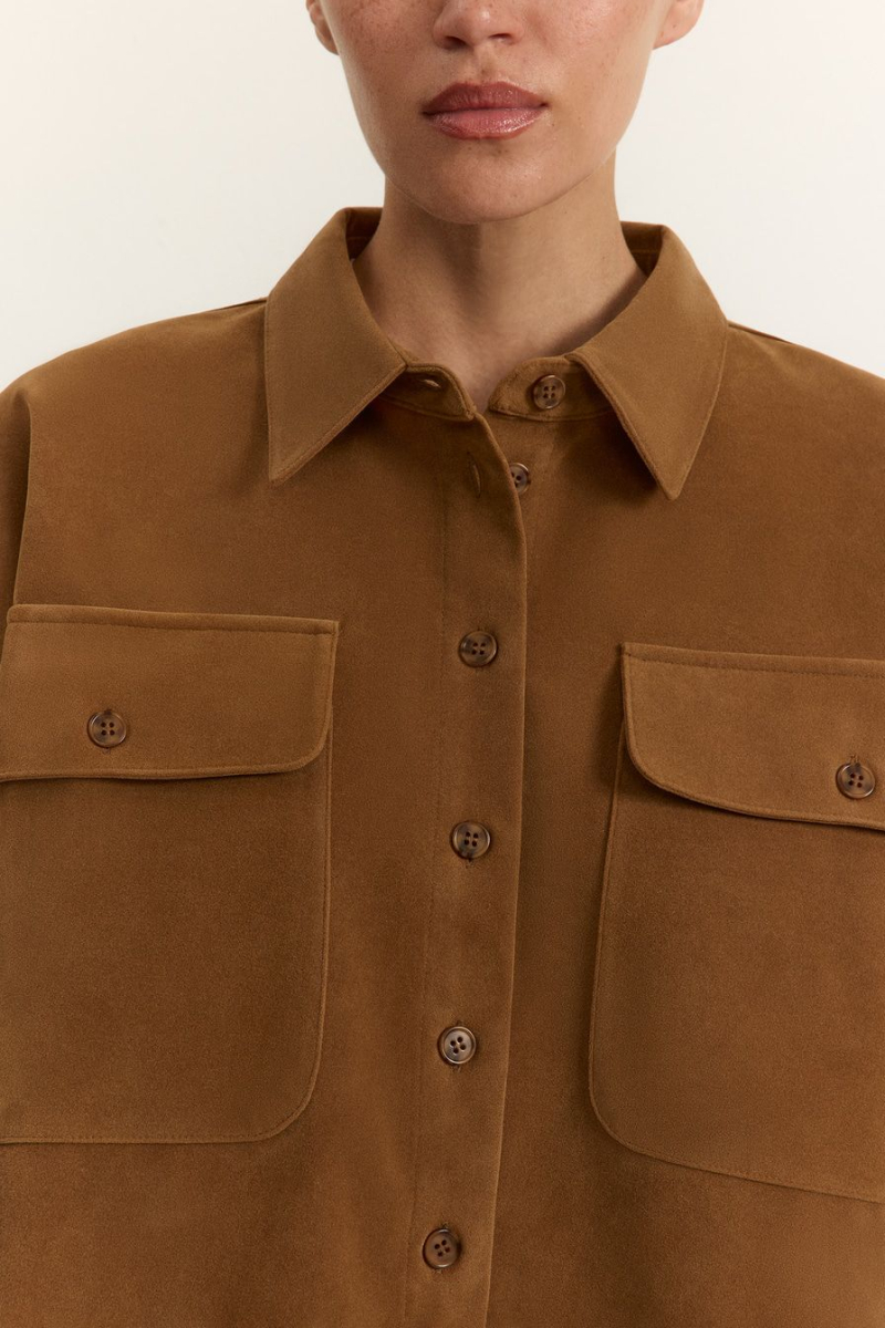 Рубашка из экозамши TOPTOP, цвет: бежевый, TT.021.17921.110 купить онлайн