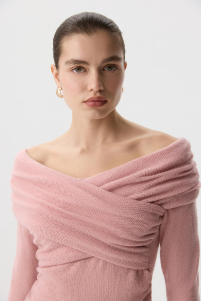 Лонгслив вязаный с драпировкой Charmstore, цвет: пудровый, 313-46685-227 купить онлайн