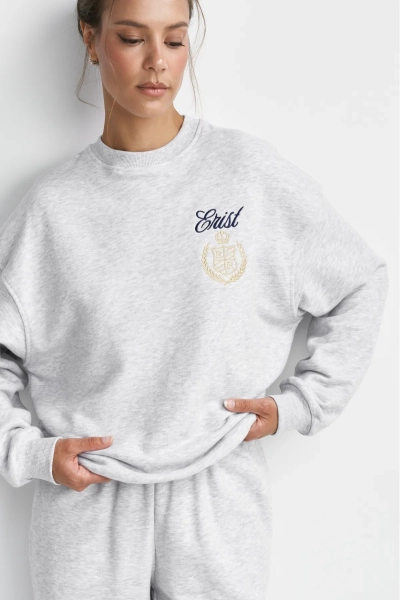 Свитшот компактный с эффектом велюра ERISTSTORE, цвет: серый меланж, НФ-00004125 купить онлайн