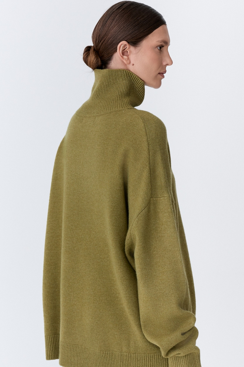 Свитер с шерстью оверсайз Ricoco, цвет: оливковый, 7014/3 купить онлайн