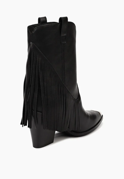 Казаки из натуральной кожи с металлическим носом SBALO, цвет: Черный SK803 купить онлайн