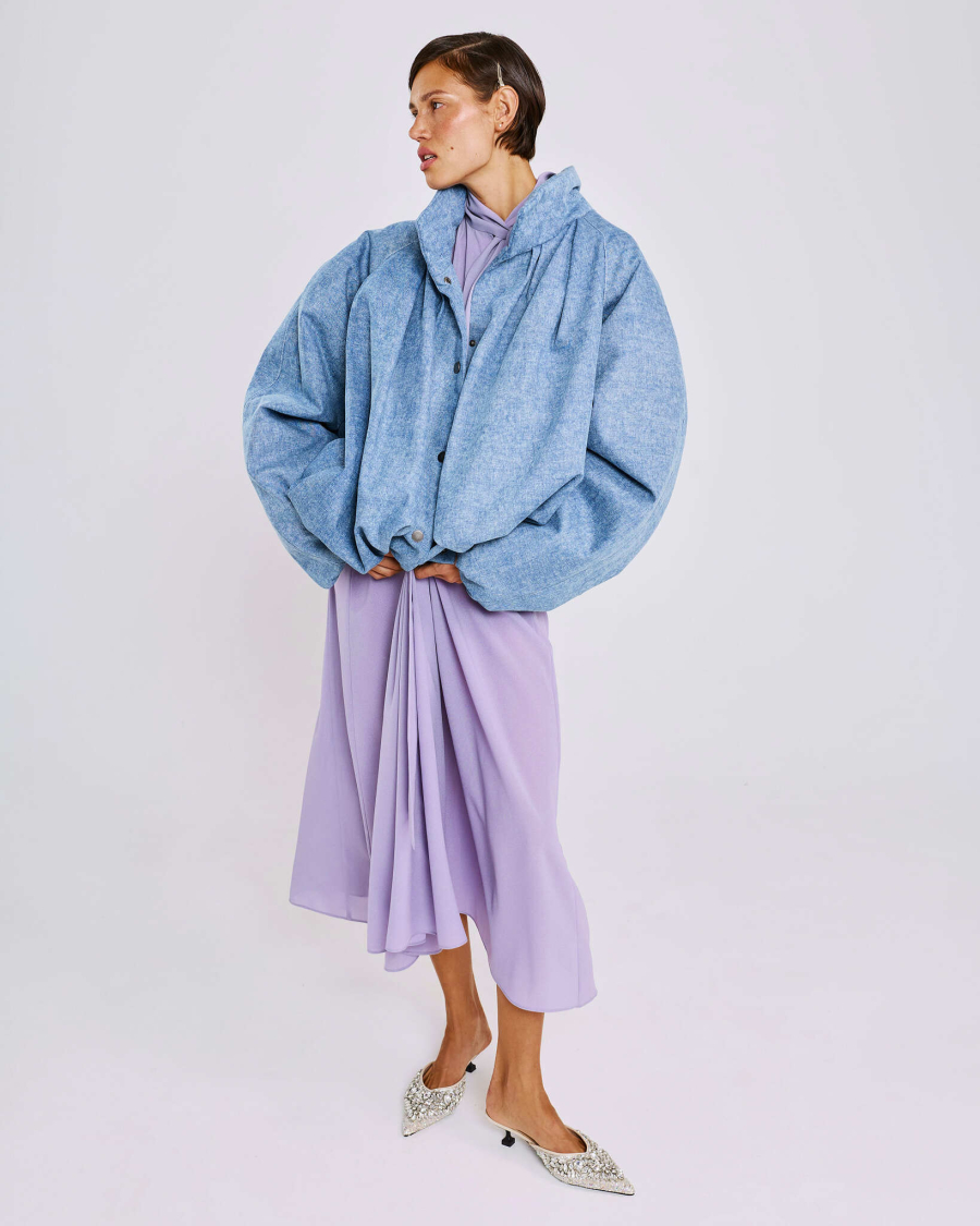 Куртка баллон из денима Anmuse, цвет: синий, JCK26SP228-DM купить онлайн