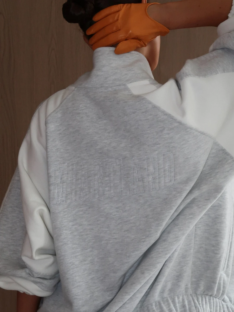 Олимпийка со вставками MIARTLAND, цвет: меланж-молочный, НФ-00000873 купить онлайн