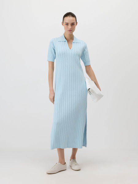 Платье с воротником-поло Conso, цвет: голубой, KDL 260731 - голубой купить онлайн