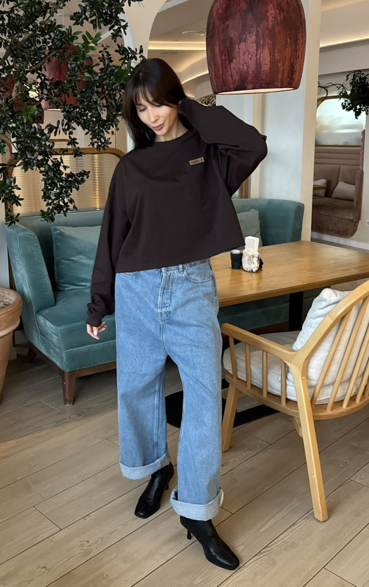 Лонгслив укороченный с карманом BROWN Label .B, цвет: BROWN, Tp.03.4.4101BRN купить онлайн