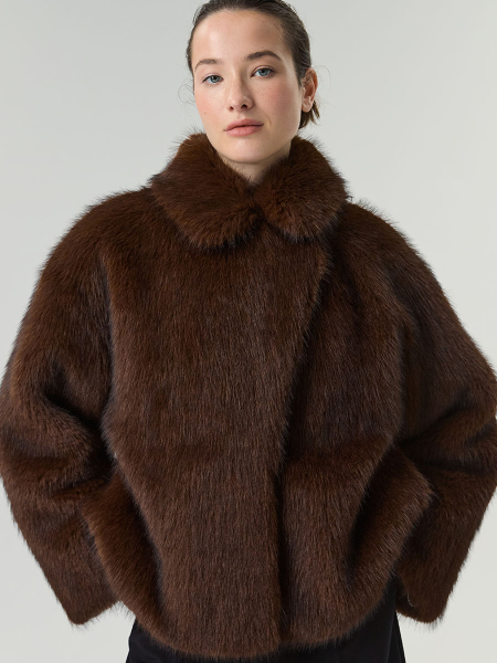 Экошуба укороченная с английским воротником Only me, цвет: рыжий с темными кончиками, ЭШ4580 купить онлайн