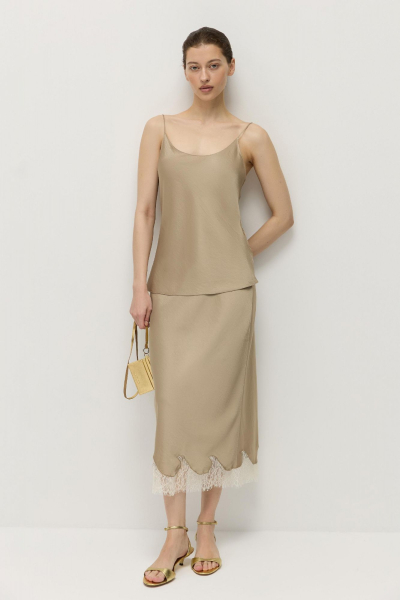 Юбка с кружевом AROUND, цвет: оливковый,  купить онлайн