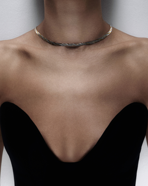 Биколорная цепь плетения снейк Poly Darkrain, цвет: серебро, DS2009 купить онлайн