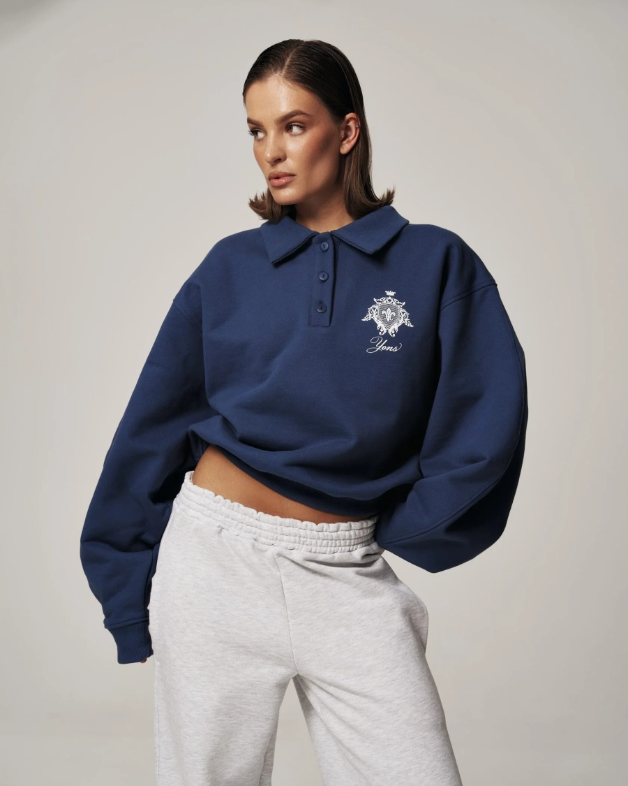 Свитшот-поло YONS STUDIOS BLUE YONS, цвет: синий, YO-780 купить онлайн