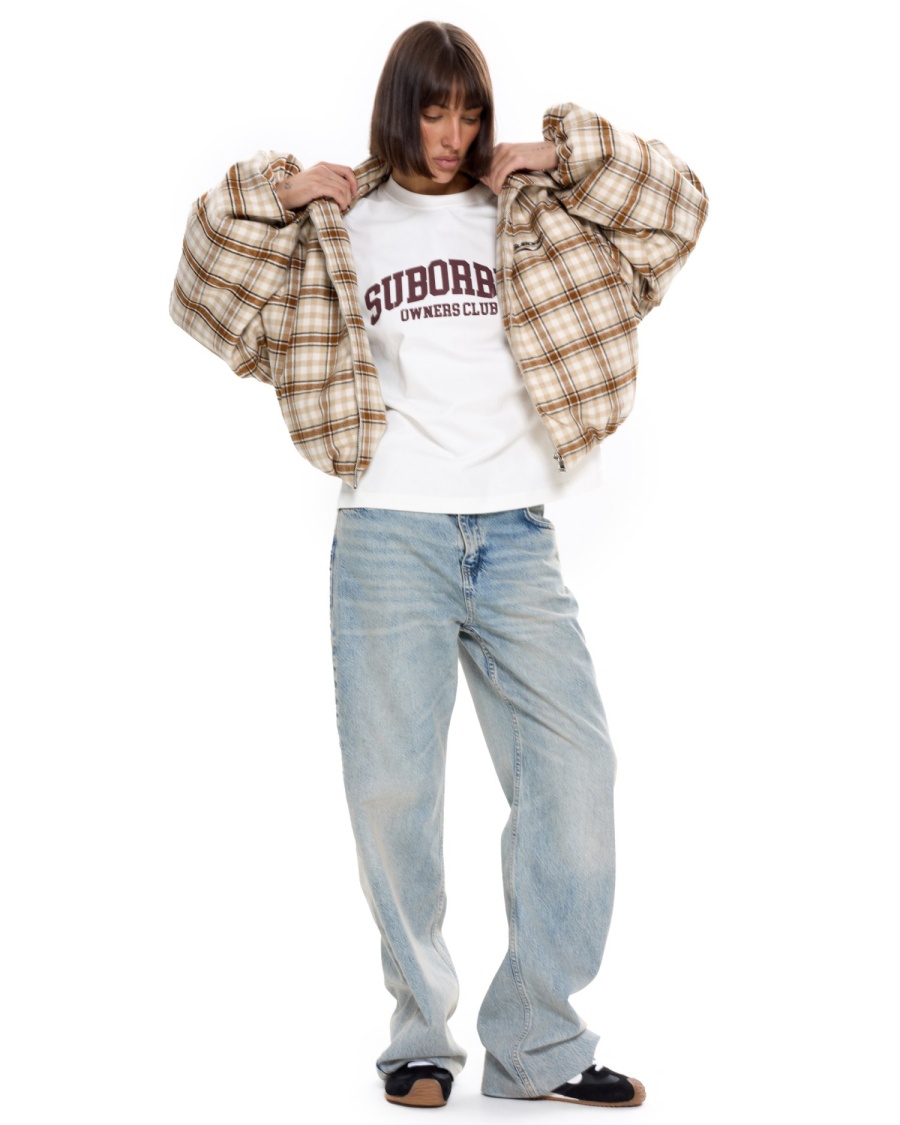 Бомбер в клетку Suborbia, цвет: бежевый, 007025 купить онлайн