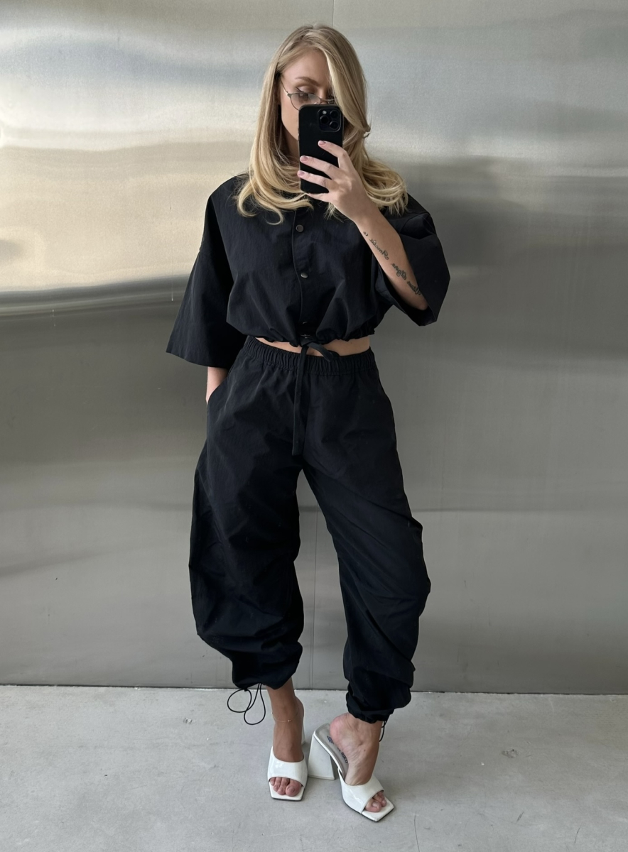 Брюки «бананы» плащевые Label .B, цвет: Черный, Pt.11.4.4134/2BLC купить онлайн