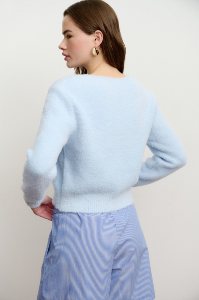 Кардиган на завязках с ворсом Mollis, цвет: голубой, 17-30-3849/2 купить онлайн