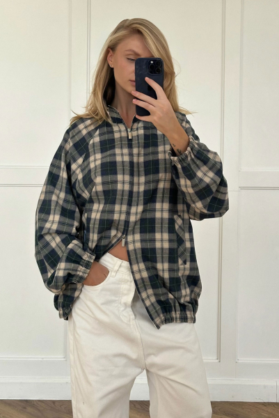 Олимпийка в клетку Label .B, цвет: сине-зеленый,  купить онлайн