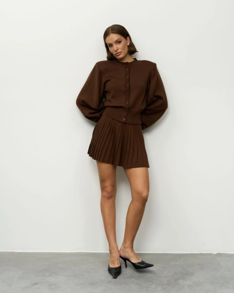 Вязаный костюм с короткой юбкой YONSRU, цвет: шоколад, 827 купить онлайн