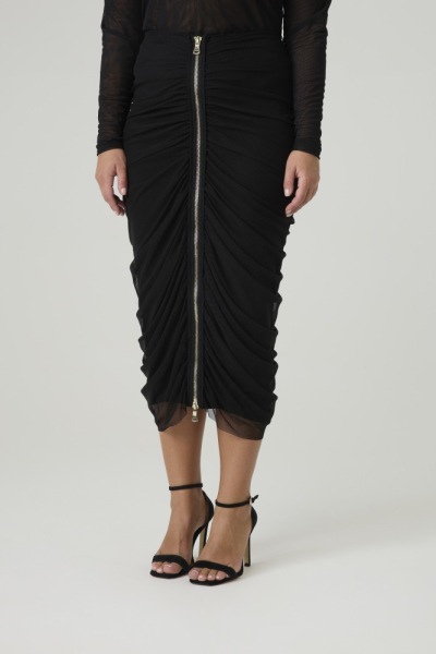 Юбка из сетки с драпировкой на молнии