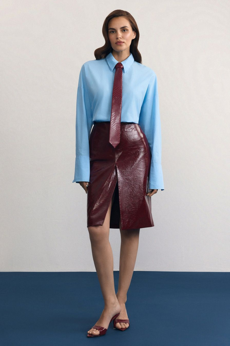 Галстук из экокожи TOPTOP, цвет: Бордовый TT.615.18100.330 купить онлайн