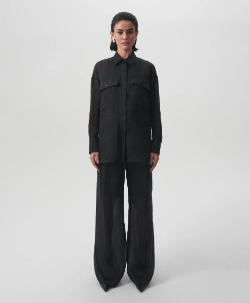 Блузка силуэта умеренный оверсайз GLVR, цвет: Черный, 125G21GAC2212 купить онлайн