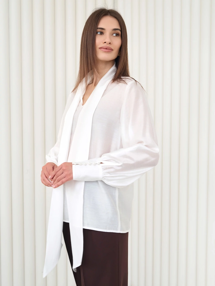 Блуза воздушная с бантом I.B.W., цвет: молочный, BL031 купить онлайн