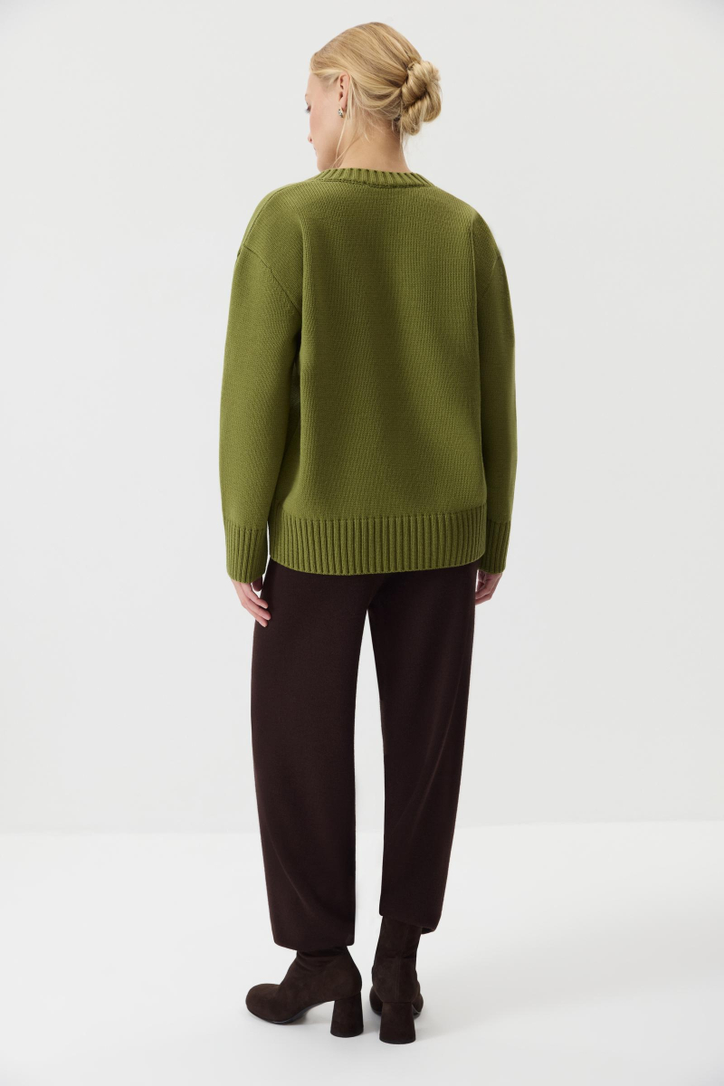 Джемпер V-neck из шерсти мериноса Charmstore, цвет: хаки, 303-45698-779 купить онлайн