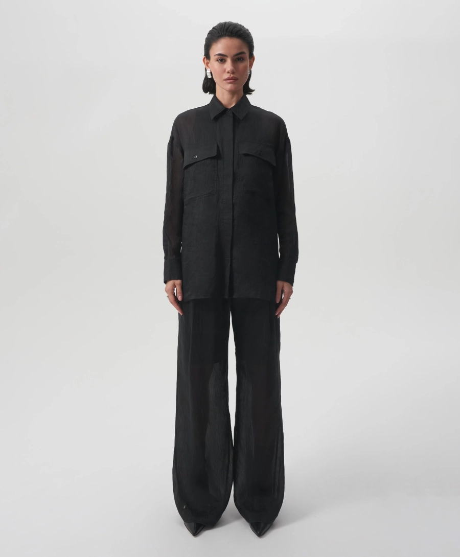 Блузка силуэта умеренный оверсайз GLVR, цвет: Черный, 125G21GAC2212 купить онлайн