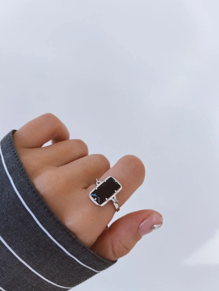 Серебряное подвижное кольцо "Black"