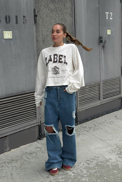 Лонгслив укороченный WHITE Label .B, цвет: WHITE,  купить онлайн