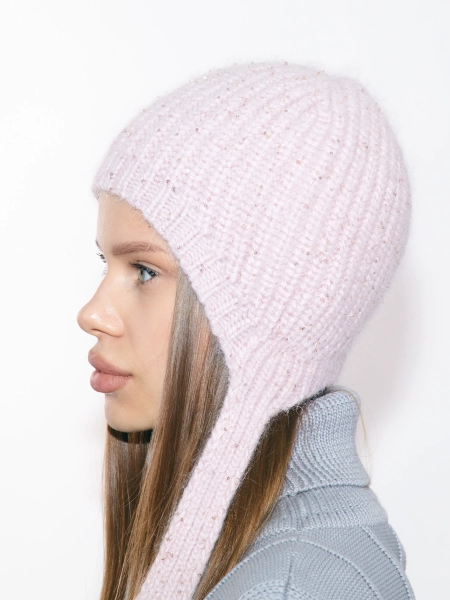 Шапка на завязках английская вязка LIBERT'A, цвет: светло-розовый 10014 купить онлайн