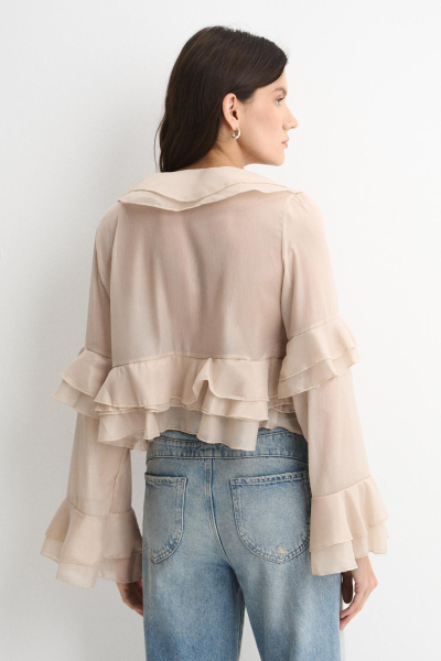 Блузка с воланами ENEVOO, цвет: бежевый, 06943 купить онлайн