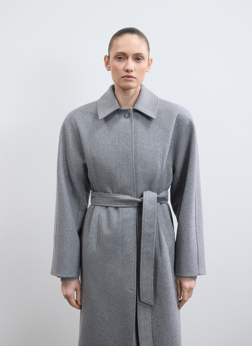 Пальто с объемным рукавом из шерсти и кашемира
