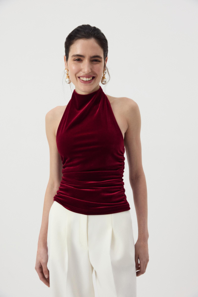 Топ халтер со стойкой из бархата Charmstore, цвет: винный, 102-12642-451 купить онлайн