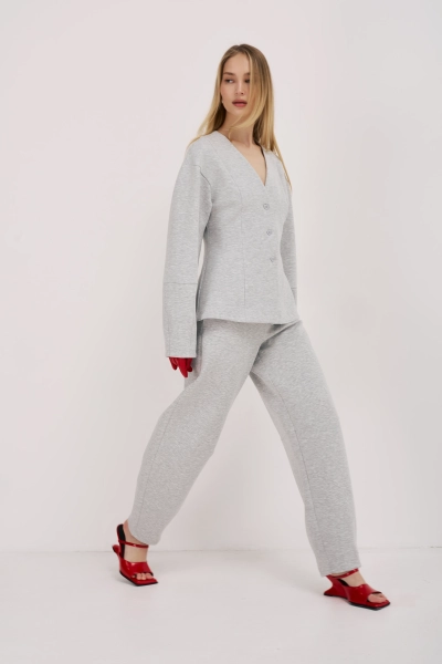 Брюки из трикотажного модала Ricoco, цвет: серый меланж,  купить онлайн