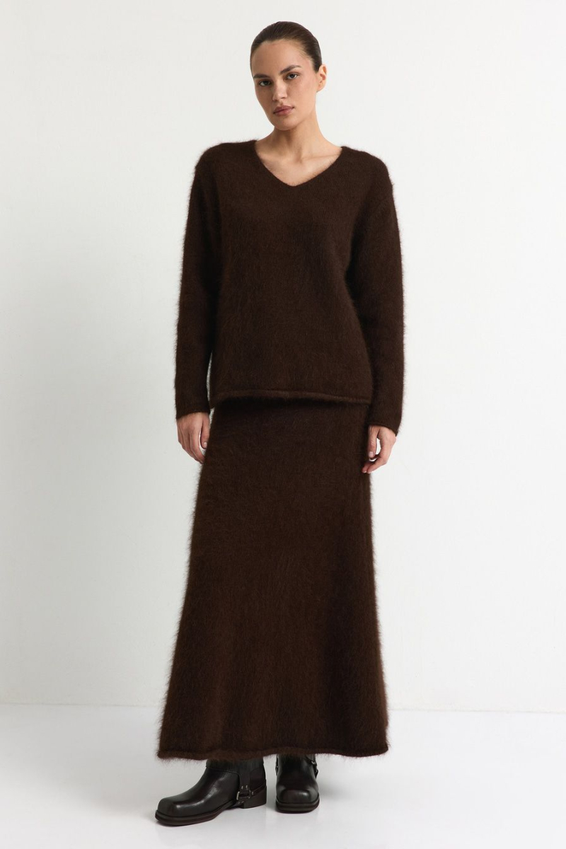 Юбка из смесовой ангорской шерсти TOPTOP, цвет: коричневый, TTS.072.18201.700 купить онлайн