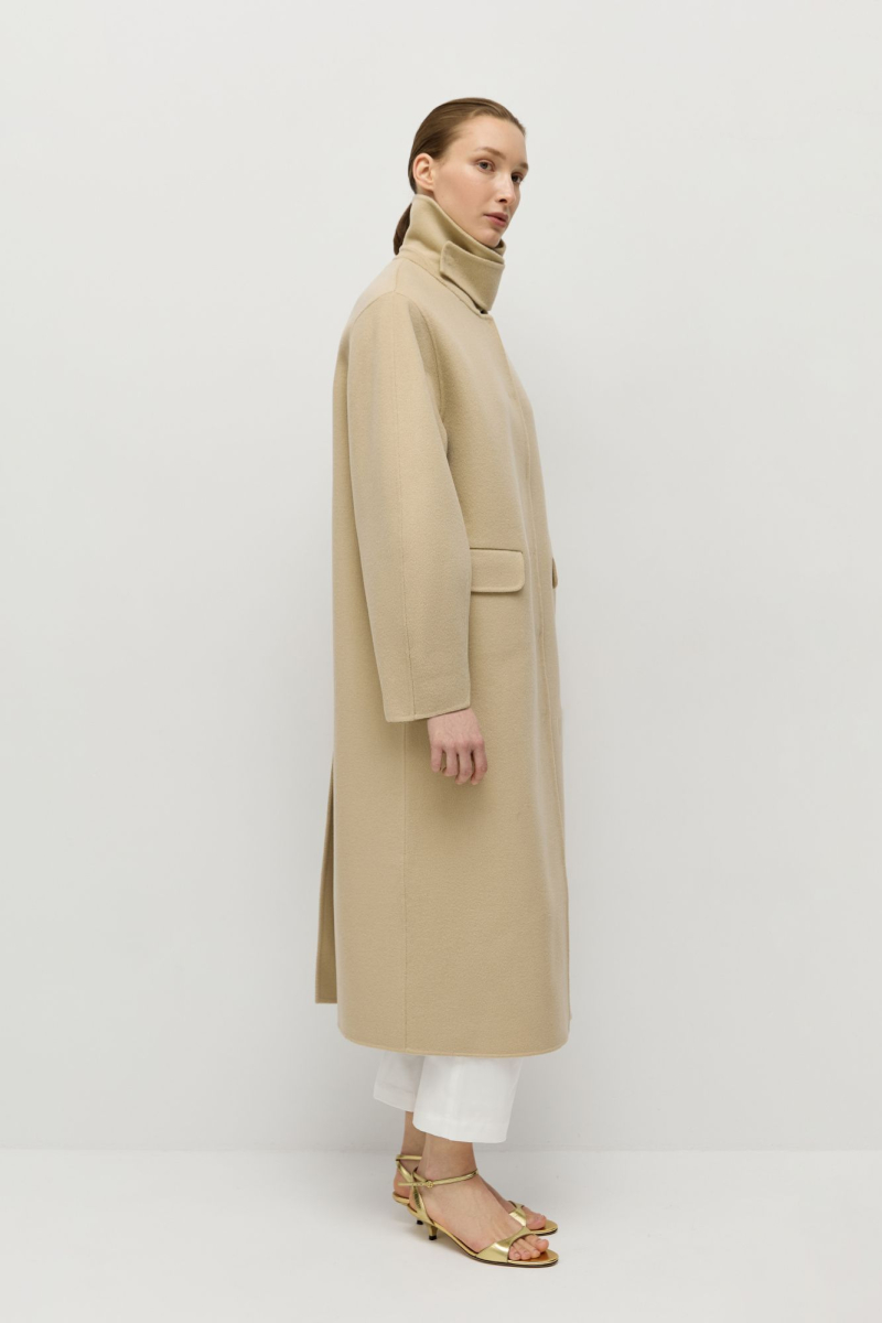 Пальто из шерсти мериноса AROUND, цвет: бежевый, 210_72M12 купить онлайн