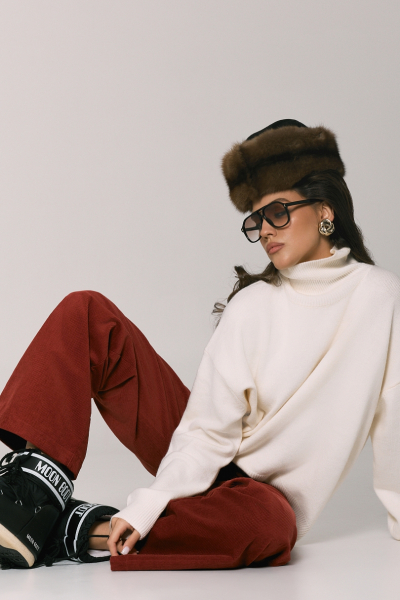 Свитер с шерстью оверсайз Ricoco, цвет: молочный, 7014/2 купить онлайн