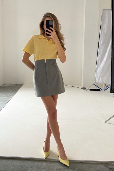 Юбка мини на высокой посадке GREY Label .B, цвет: grey, Sk.19.2.2131GR купить онлайн