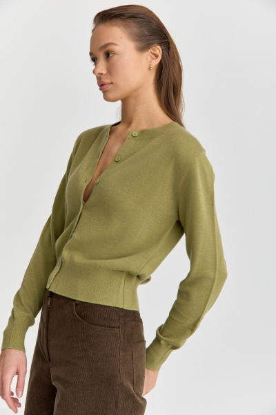 Кардиган тонкой вязки на пуговицах Ricoco, цвет: лаймовый, 6093/1 купить онлайн