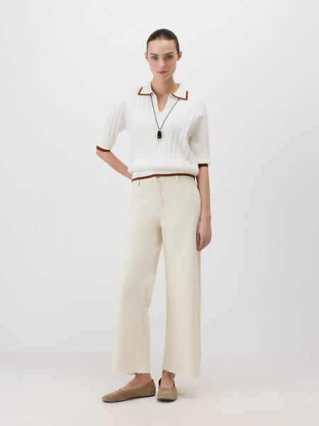 Пуловер в рубчик Conso, цвет: молочный/терракотовый, KPM 260733 - молочный/терракотовый купить онлайн