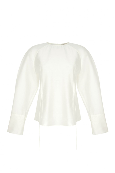 Блуза с завязками из вуали AROUND, цвет: молочный, 212_45TN01 купить онлайн