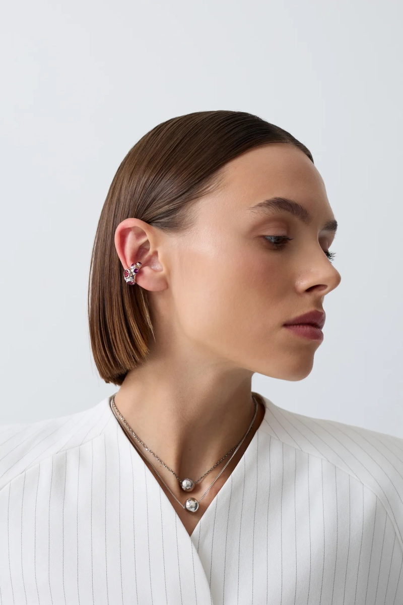 Серебряное колье «Земля» black SBLESKOM, цвет: серебро, 92072 купить онлайн