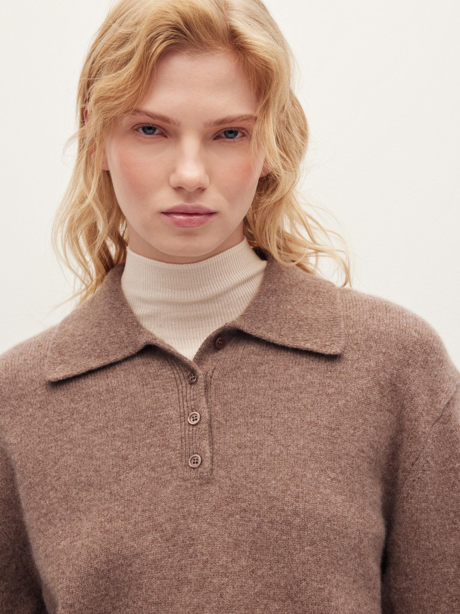 Шерстяной джемпер-поло Chaika, цвет: коричневый, AW25KJ04-45 купить онлайн