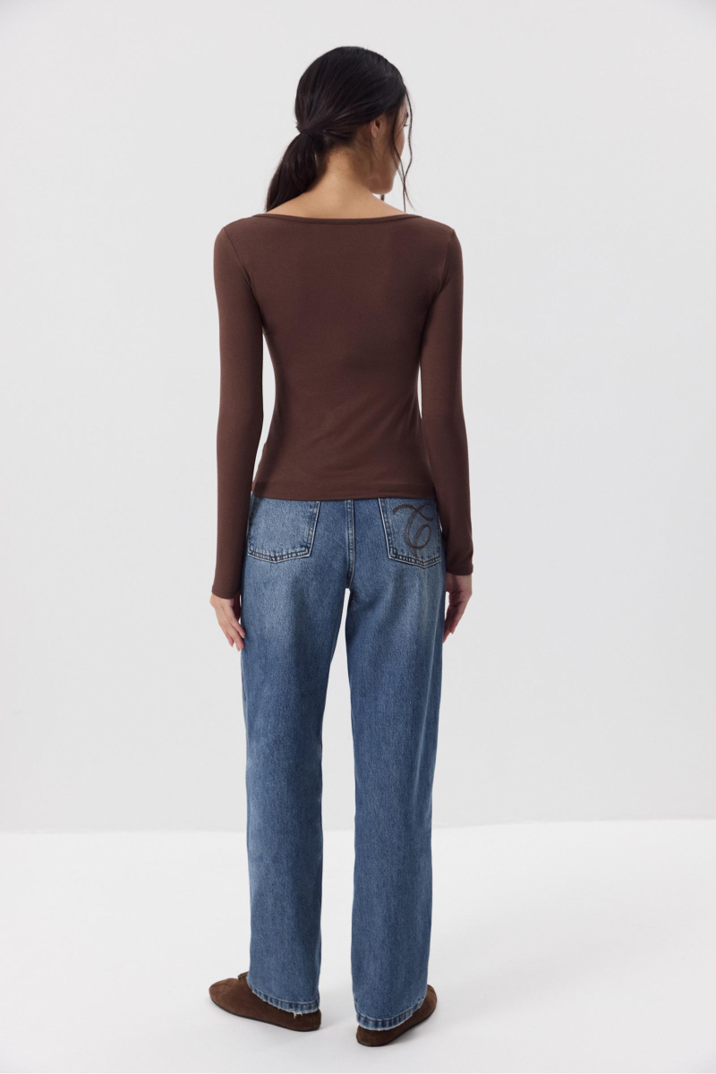 Лонгслив с пуговицами Charmstore, цвет: шоколадный, 205-43265-551 купить онлайн