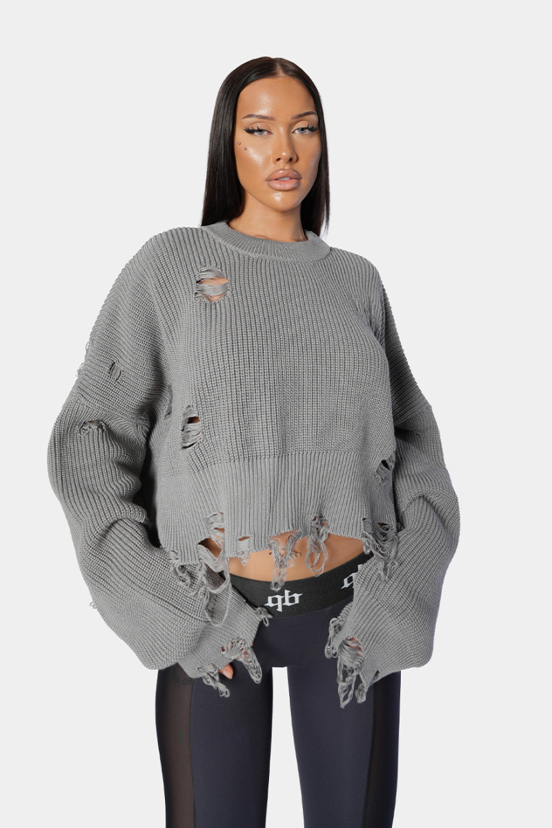 Свитер Crop qb A QUICK BUCK, цвет: grey,  купить онлайн