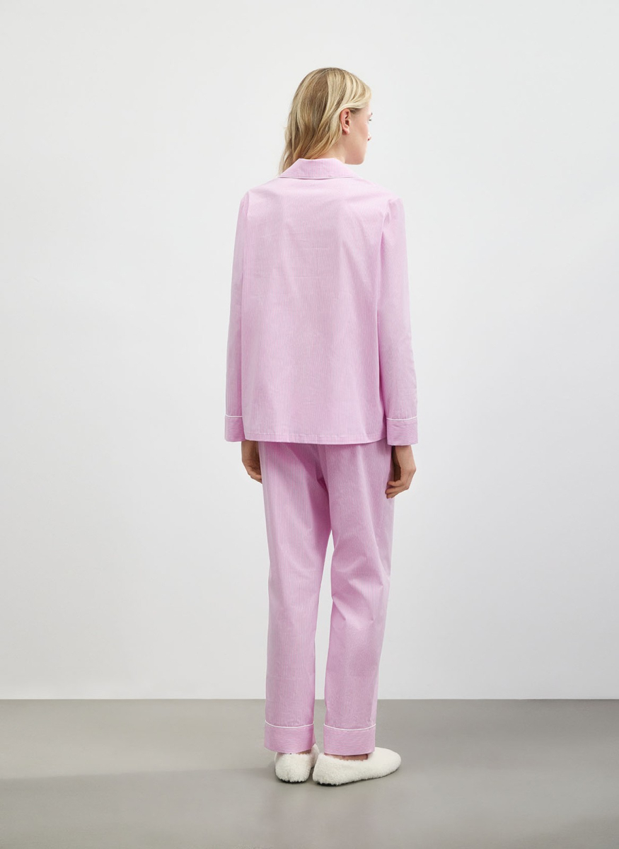 Костюм пижамный из хлопка с кантом ALL WE NEED, цвет: бело-розовый,  купить онлайн