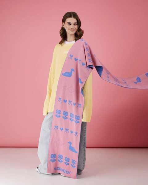 Двухсторонний шарф голубо-розовый TABOO, цвет: голубой Scarf02 купить онлайн