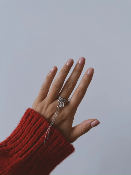 Серебряное тройное кольцо «Лед» с гранью