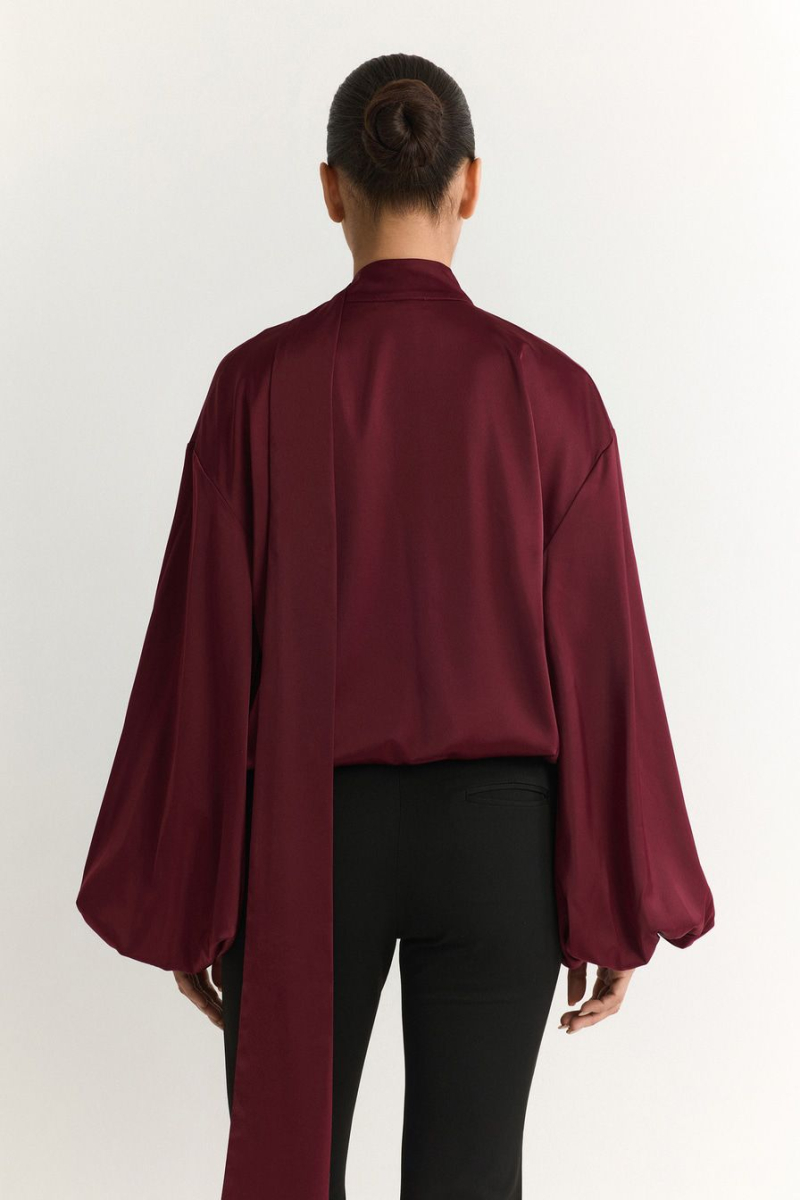 Блуза с декоративным шарфом TOPTOP, цвет: Бордовый, TT.020.18396.330 купить онлайн