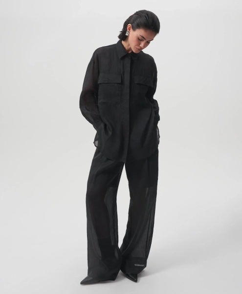 Блузка силуэта умеренный оверсайз GLVR, цвет: Черный, 125G21GAC2212 купить онлайн