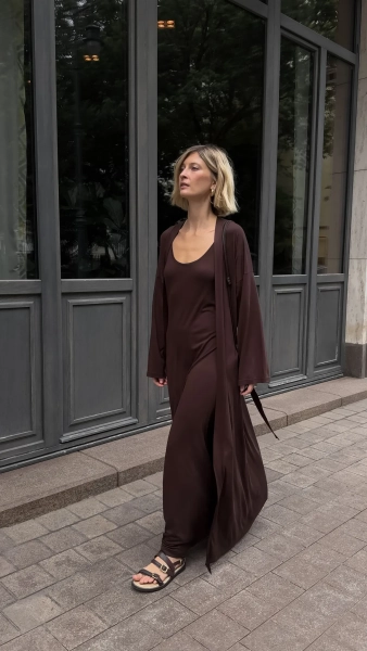 Накидка из трикотажа VELVET, цвет: шоколадный, 00-00004972 купить онлайн