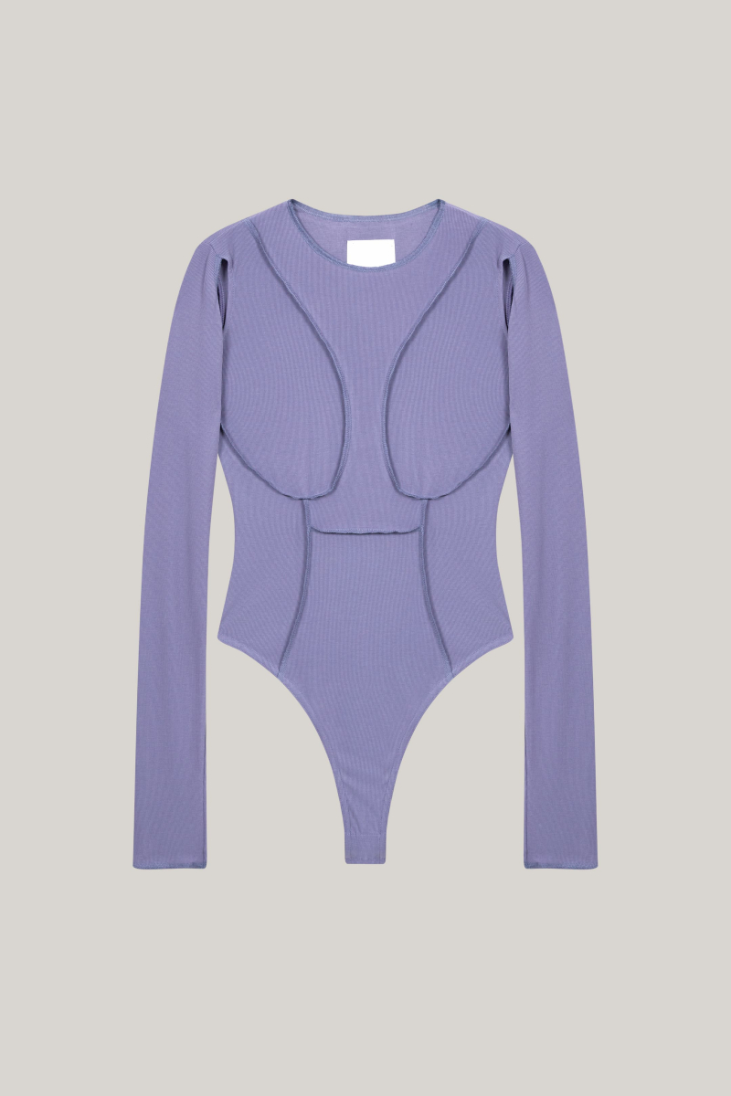 Боди с рельефами из модала в рубчик POST POST SCRIPTUM, цвет: фиолетовый, P_0209сиреневый купить онлайн