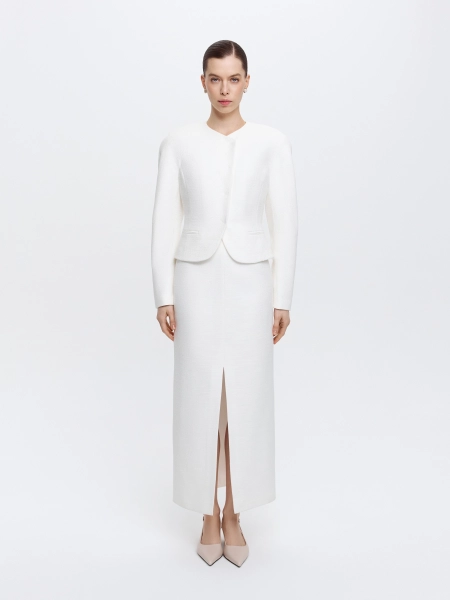 Юбка-макси из твида ANNA PEKUN, цвет: белый,  купить онлайн